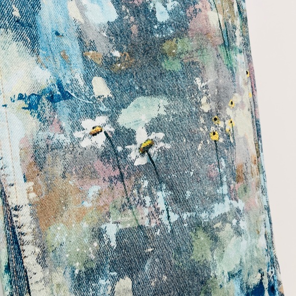 NWT Free People Tennessee Low-Rise Illusions Daisies Floral  Jeans Size 26 - Picture 3 of 7